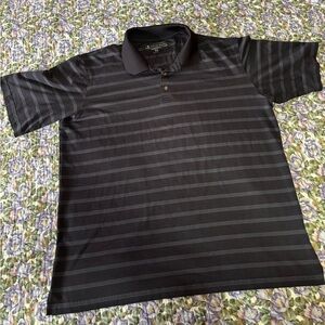Pebble Beach Black and Gray Striped Polo Shirt